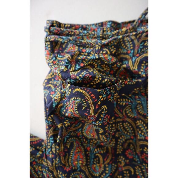 Sundance Women's Sz Medium Navy Floral/Paisley Print Cotton Wide Leg Pants - Picture 9 of 12